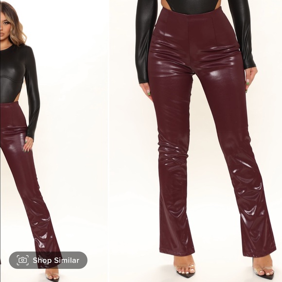 Fashion Nova Pants & Jumpsuits Burgundy Faux Leather Pants Poshmark